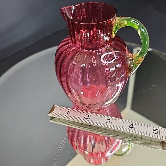 Uranium Glass Handle Cranberry Glass 1890s Collectible English Decanter Wow! - Picture 4 of 13
